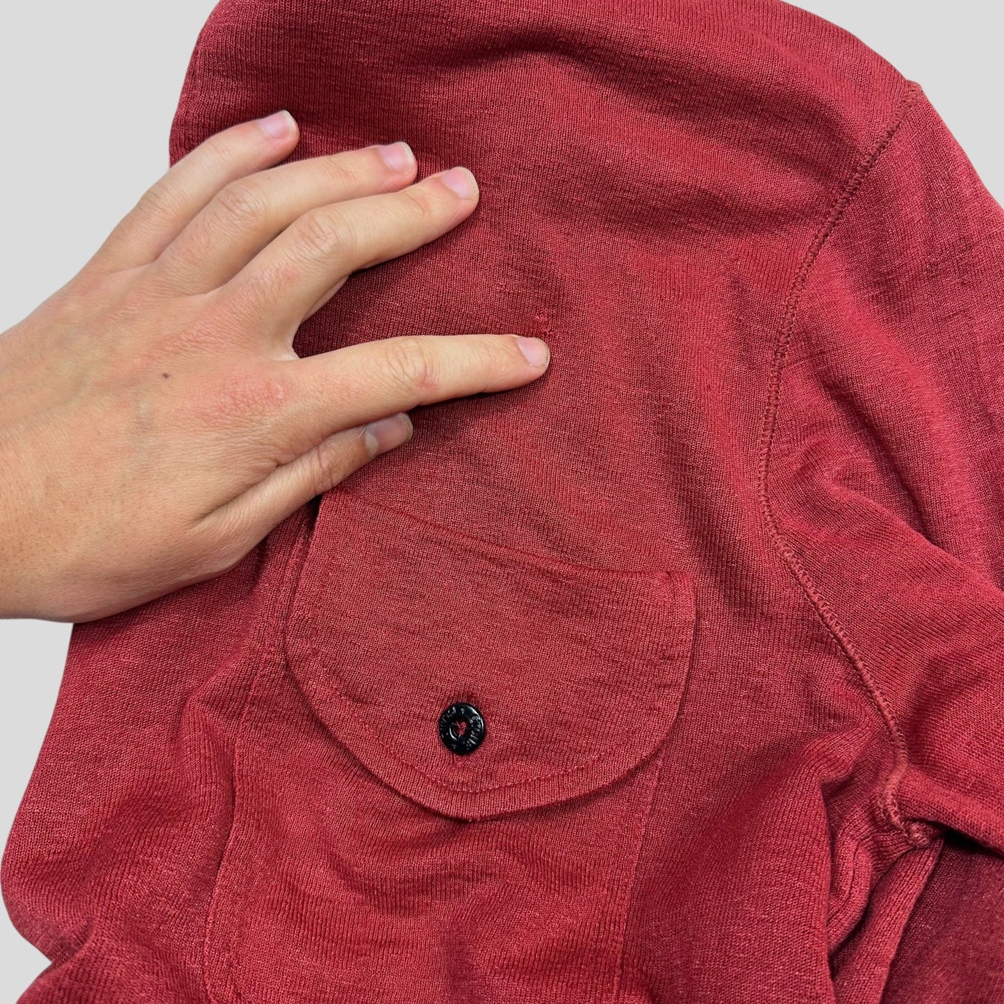 Stone Island 2010 Blood Red Flax & Silk Lightweight Knit - L | Default Title, Red