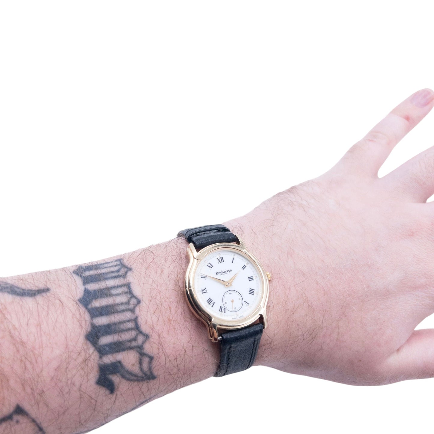 Vintage 90s Burberry Leather Watch | O/S, Black