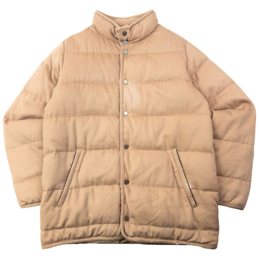 Vintage 90s Moncler Button Up Cashmere Puffer Jacket Size M | Medium, Beige