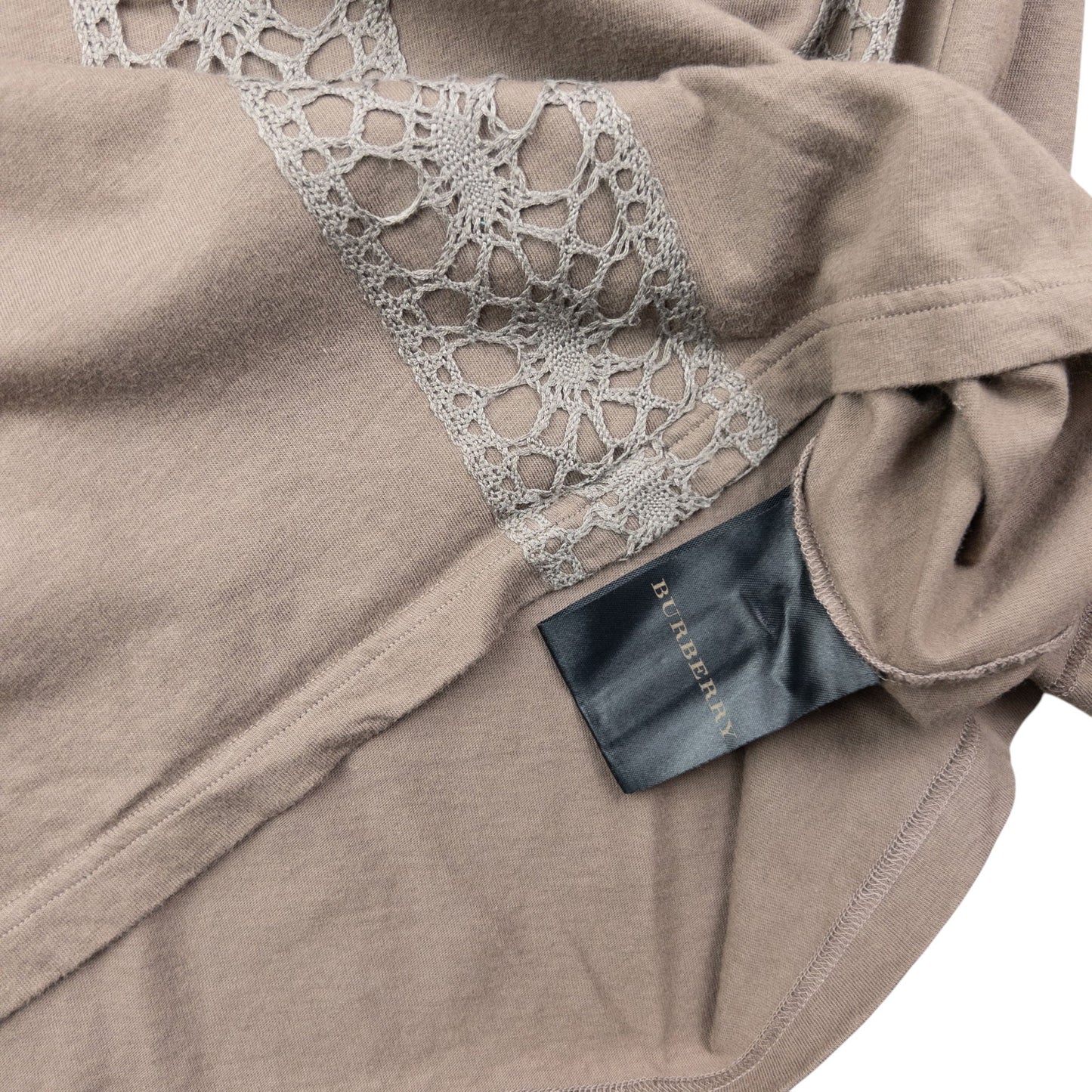 Vintage Burberry Lace Detail Long Sleeve T Shirt Size S | Small, Beige
