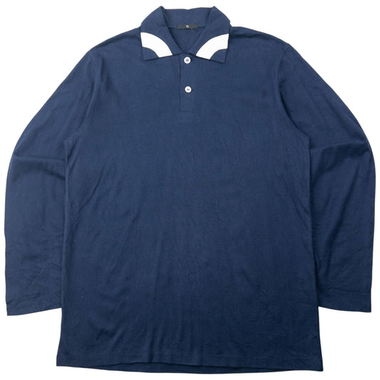 Vintage 90s Yohji Yamamoto Long Sleeve Polo Shirt Size M | Medium, Navy