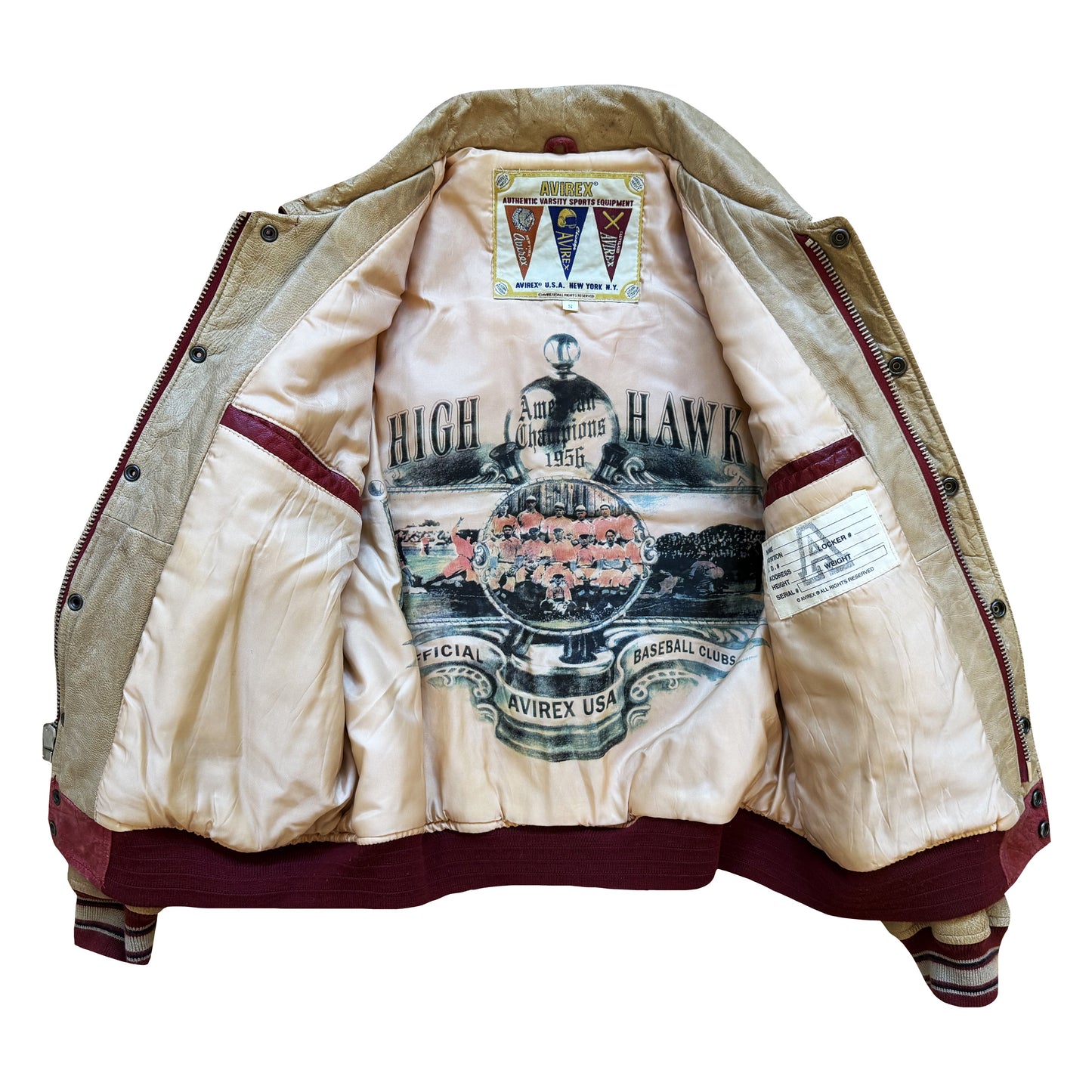 Avirex 'Chief High Hawk' Leather Varsity Jacket - S