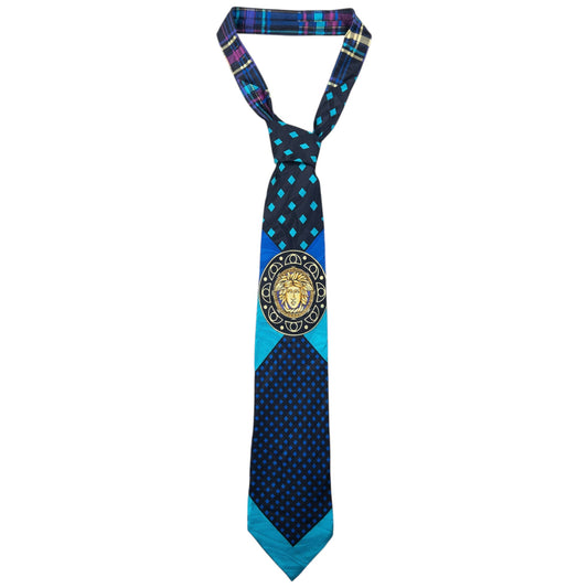 Vintage 90s Gianni Versace Pattern Medusa Silk Tie