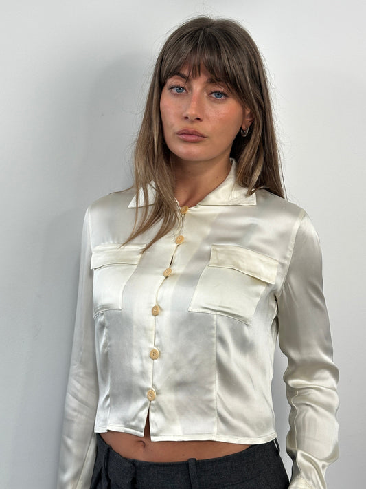 Mani 1990s Cropped Dress Shirt - S