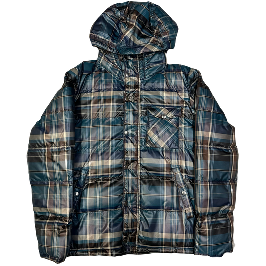 Takeo Kikuchi Plaid Puffer Jacket In Blue ( XL )