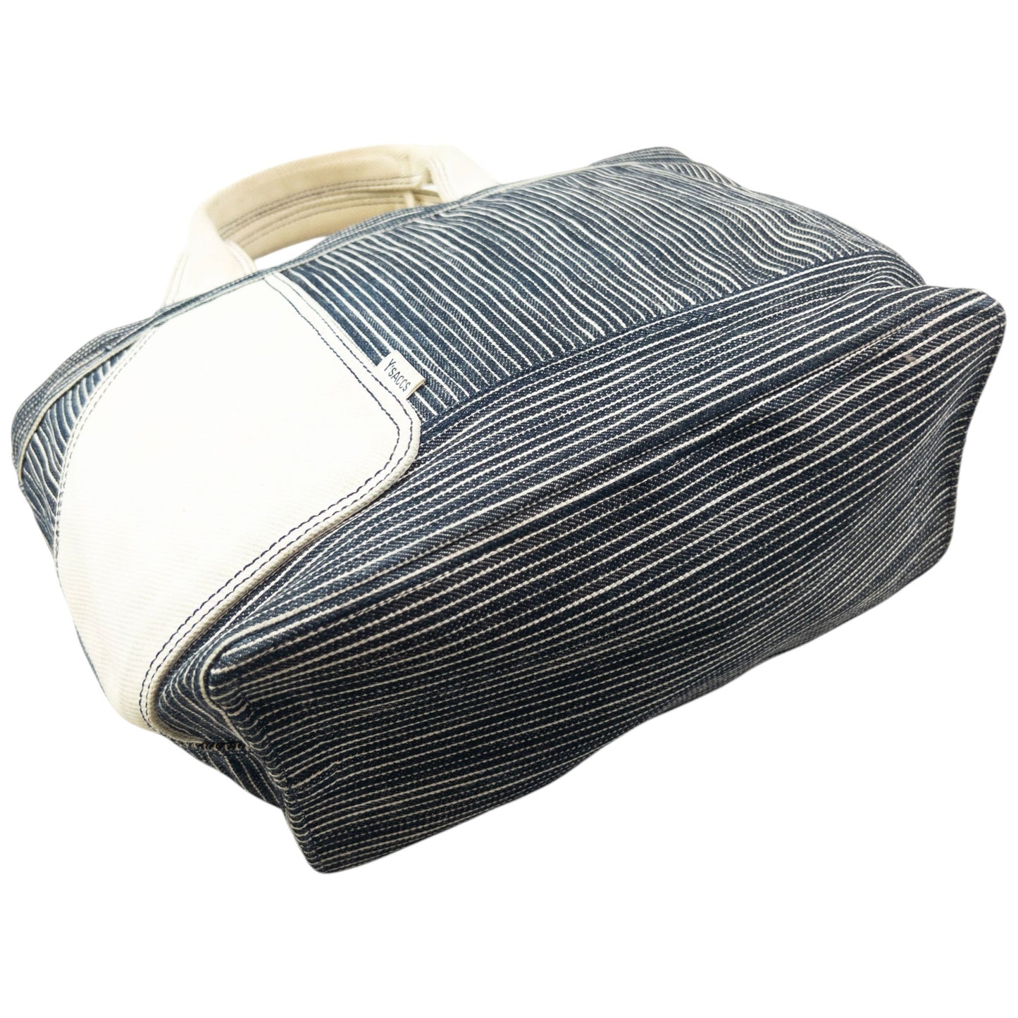 Vintage 2000s Y'Saccs By Yohji Yamamoto Striped Denim Handbag | O/S, Cream