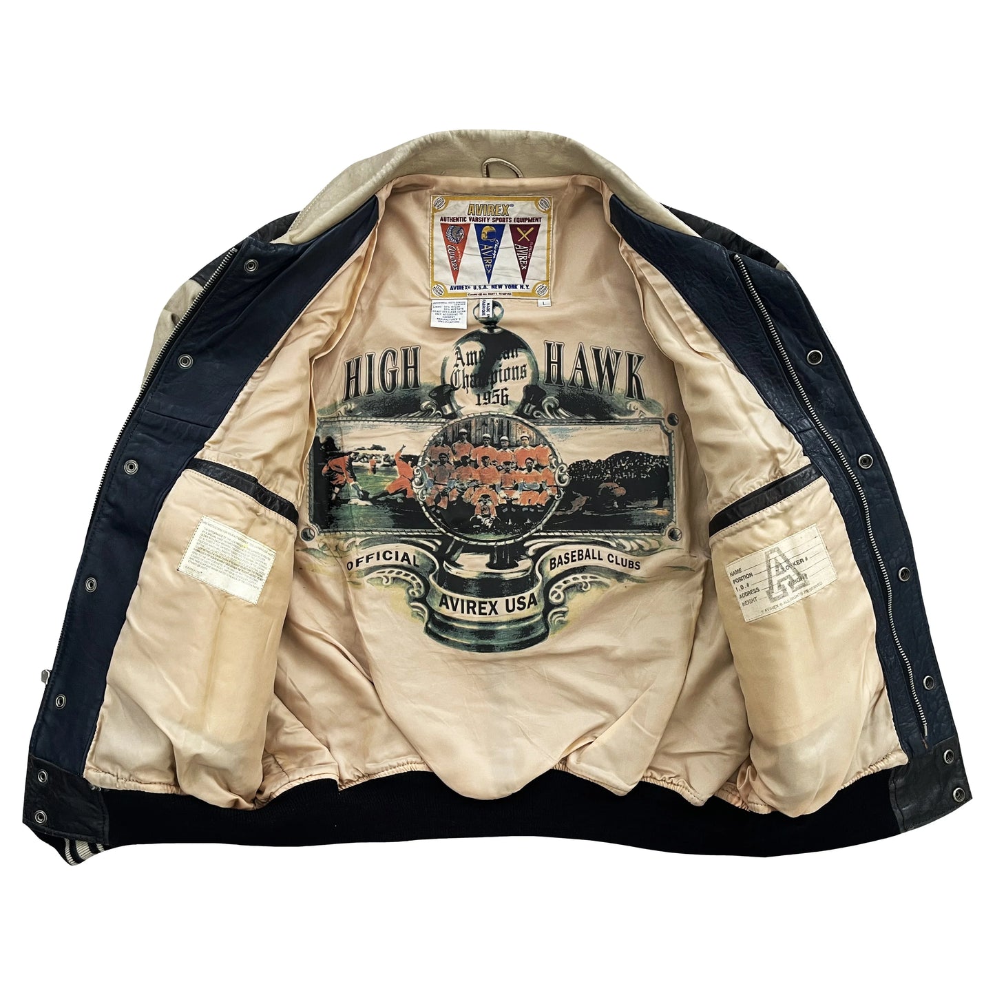 Avirex 'Chief High Hawk' Leather Varsity Jacket - L