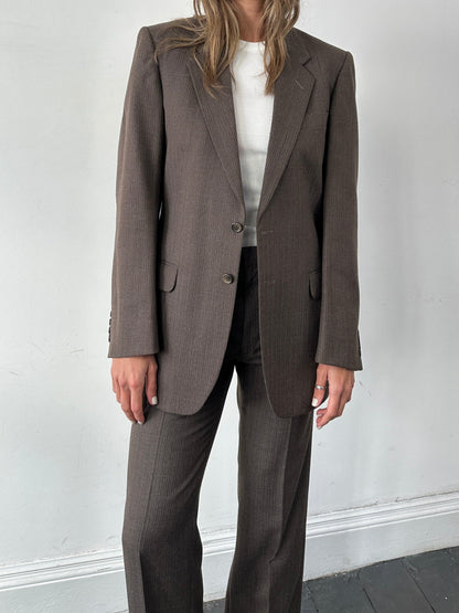 St Michael Pinstripe Worsted Wool Single Breasted Suit - 38R/W30