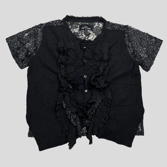 Comme Des Garçons 00’s Ruffled Sheer Panelled Floral Gothic Top - M
