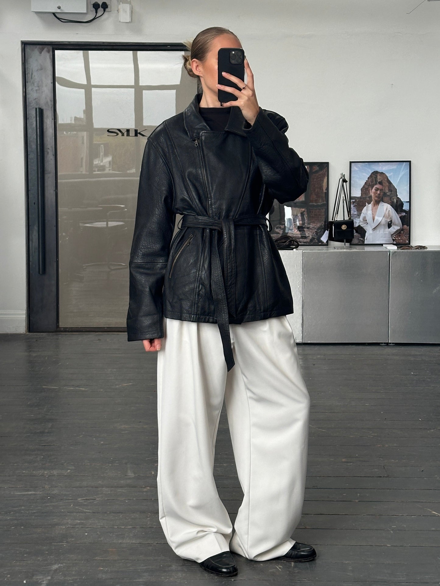 Vintage 1990s Lamb Leather Belted Jacket - XL