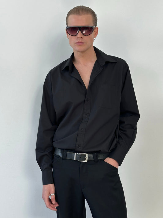 Yves Saint Laurent 1990s Cotton Logo Shirt - M/L