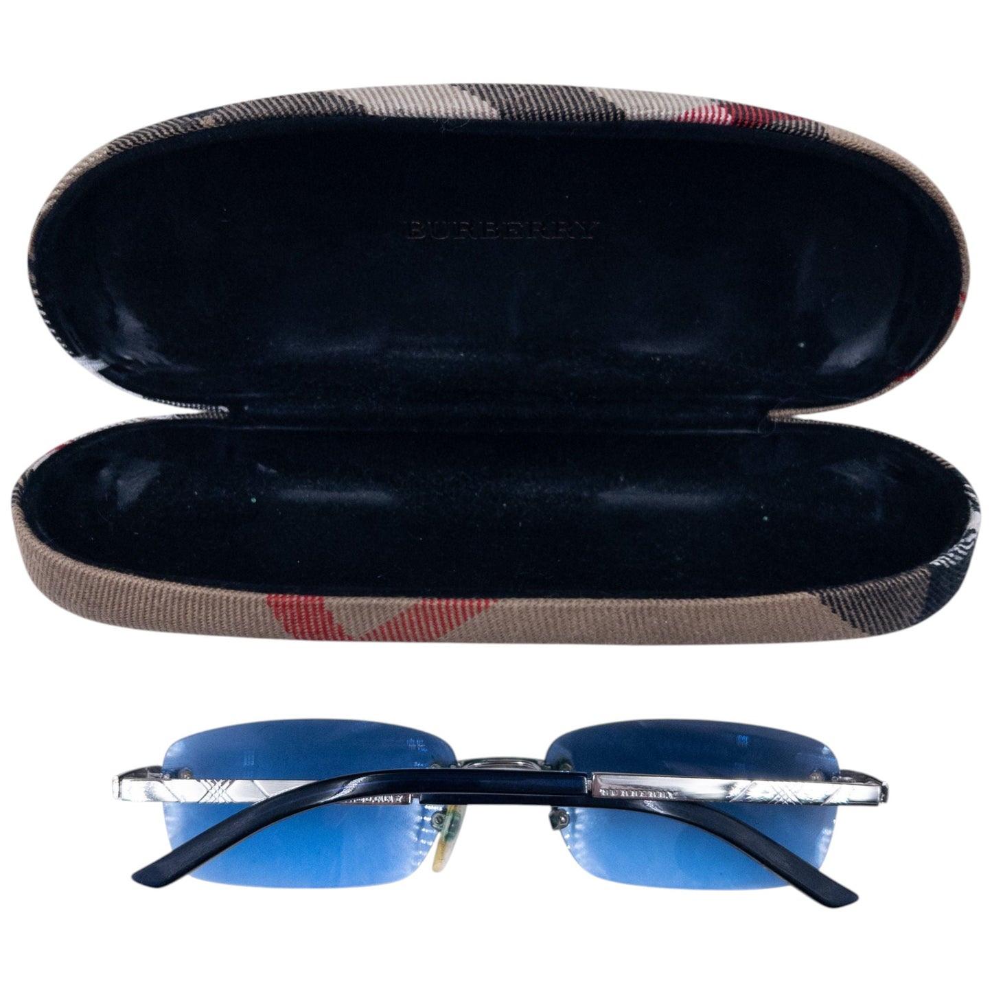 Vintage 2000s Burberry Nova Check Rimless Sunglasses