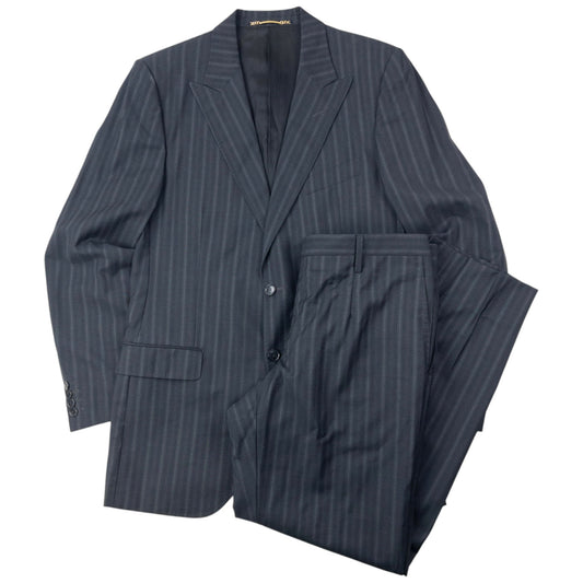 Vintage 2005 Dolce & Gabbana Striped Jacket & Trousers Suit Set Size L | Large, Grey