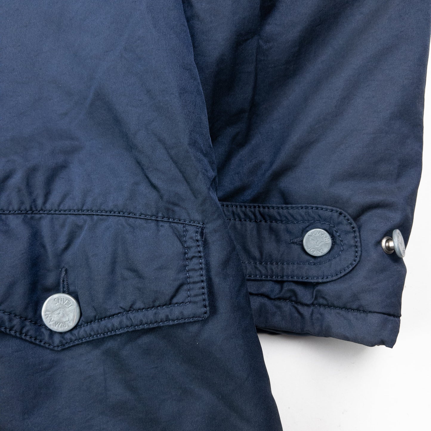 Vintage 90s Armani Jeans Padded Trench Jacket Size XL | XL, Blue