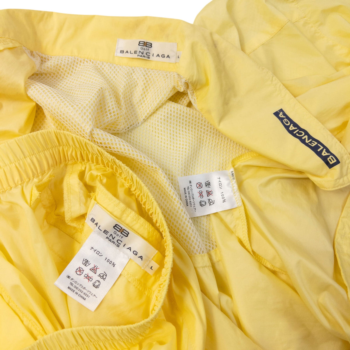 Vintage 90s Balenciaga Golf Snap-Off Sleeve Jacket & Tracksuit Bottoms Set Size L | Large, Yellow