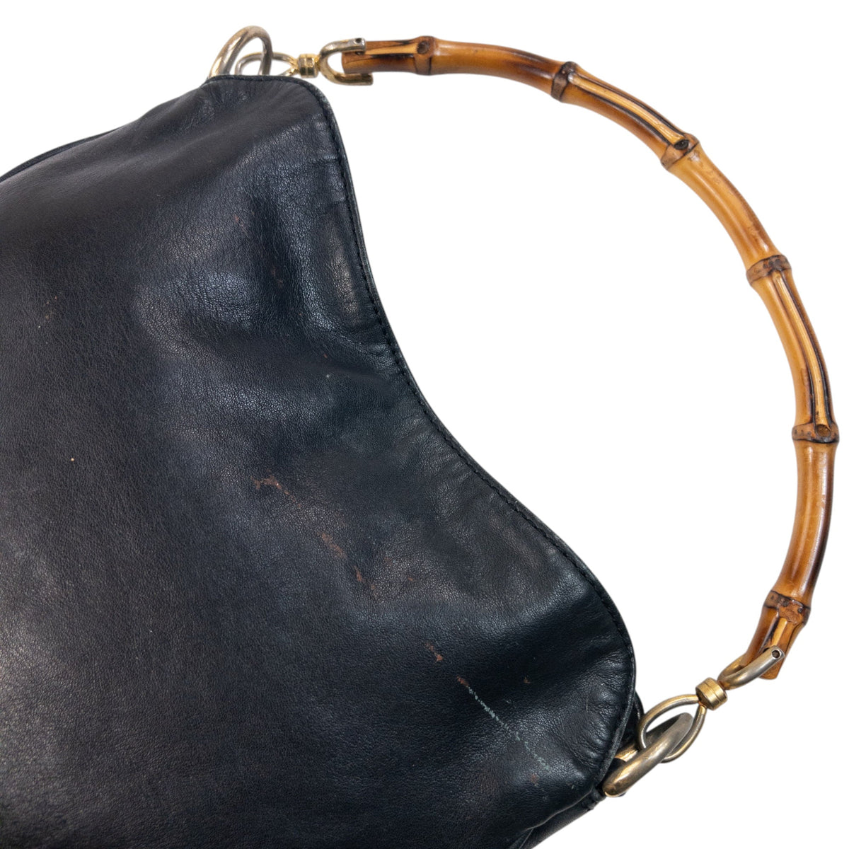 Vintage 90s Gucci Bamboo Handle Shoulder Bag | O/S, Black