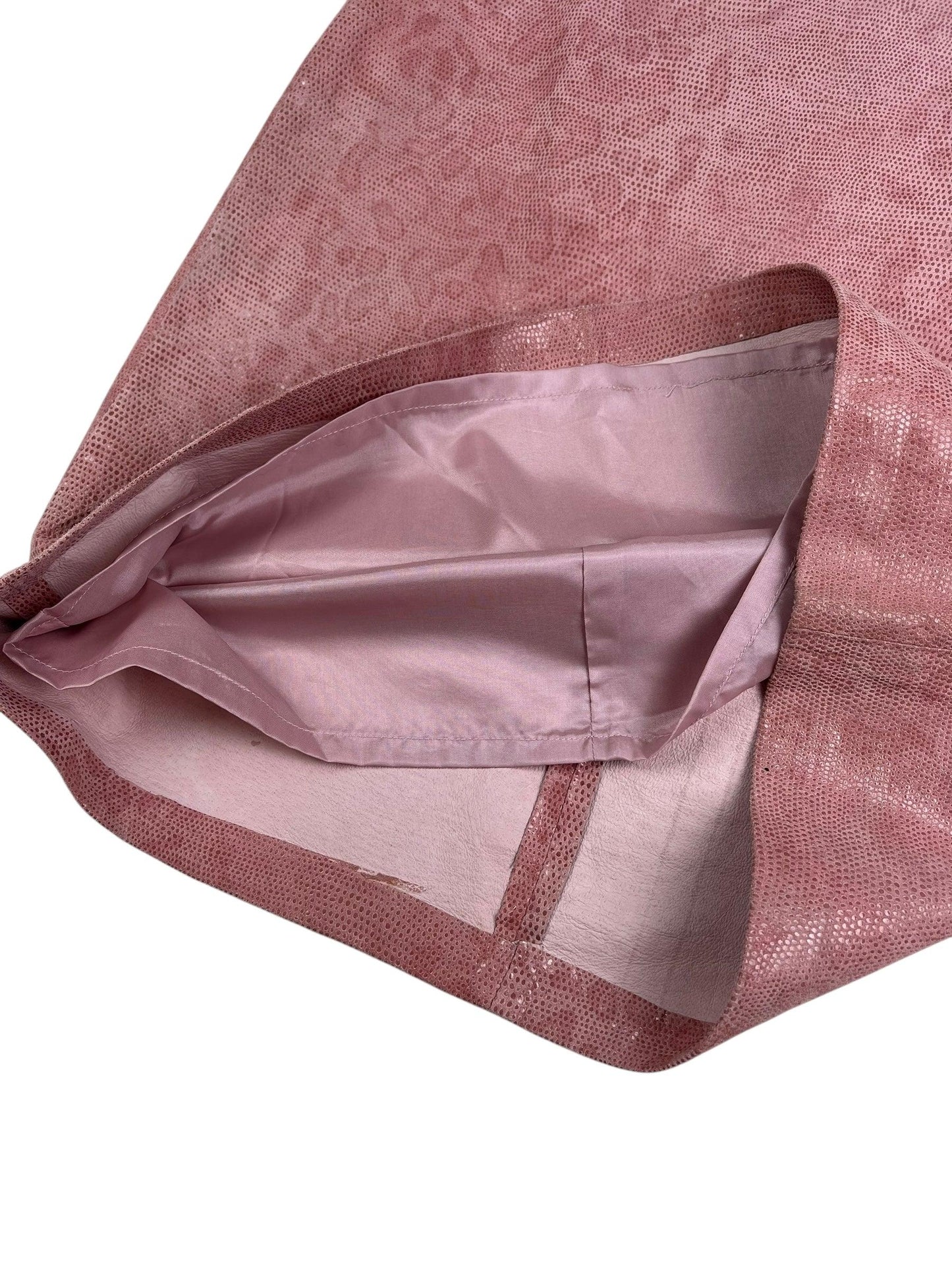 Hennes 1990s pink leather snakeskin skirt