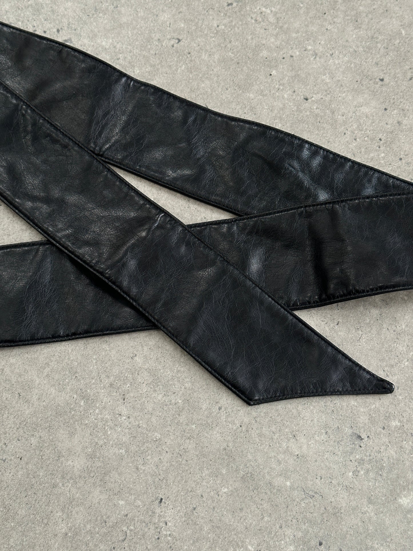 Vintage 1990s Faux Leather Tie Belt - One Size