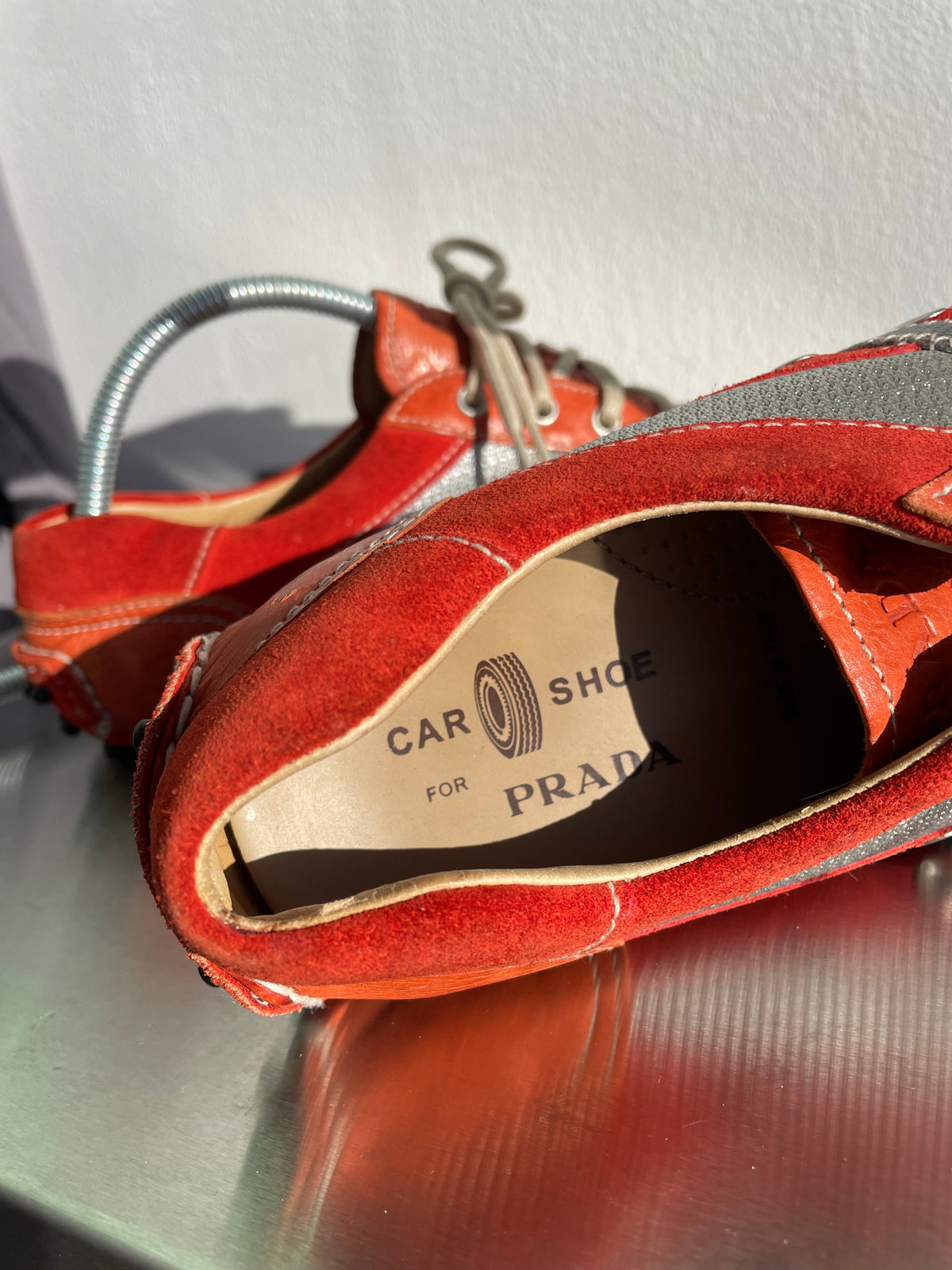 Prada Sport 00s Car Shoe Leather Trainer | Small, Red