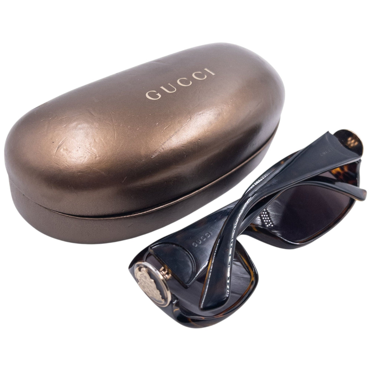 Vintage 2000s Gucci Tortoise Shell Crest Sunglasses | O/S, Brown