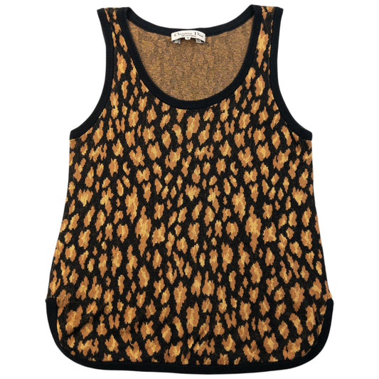 Vintage 90s Dior Leopard Print Knit Vest Top Womens Size M | Medium, Black