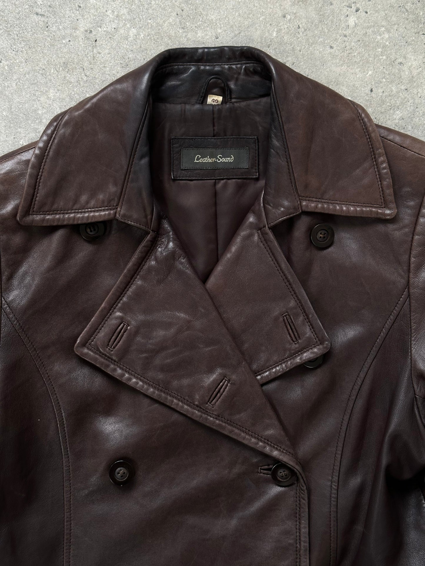 Vintage 1990s Double Breasted Lamb Leather Jacket - M