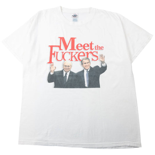 Vintage 2000s Meet The Fckers George Bush & Dick Cheney Graphic T Shirt Size L | Large, White