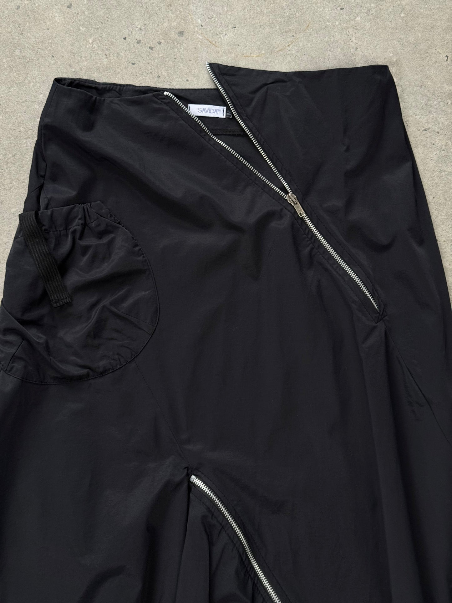 Vintage 1990s Cotton Multi Zip Ruffle Skirt – W28