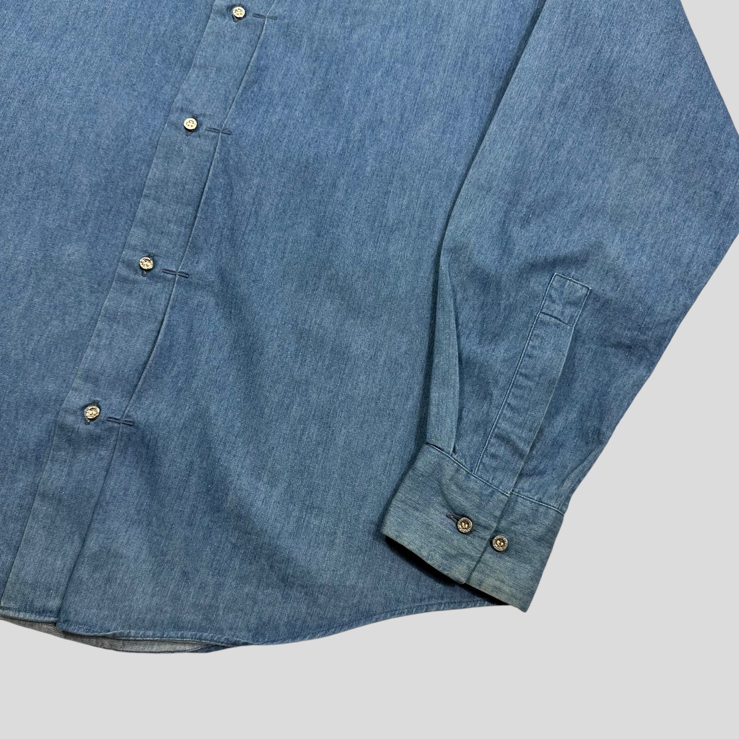 Issey Miyake 00’s Pleat Detailed Metal Button Shirt - M | Default Title, Blue