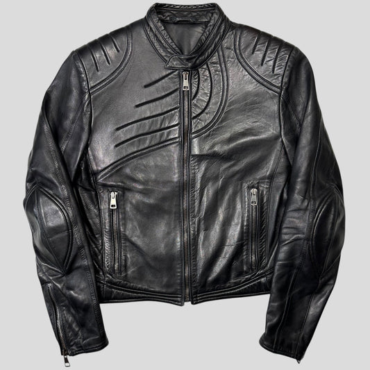 Gucci by Tom Ford AW00 Runway Spiral Leather Padded Moto Jacket - IT50 | Default Title, Black