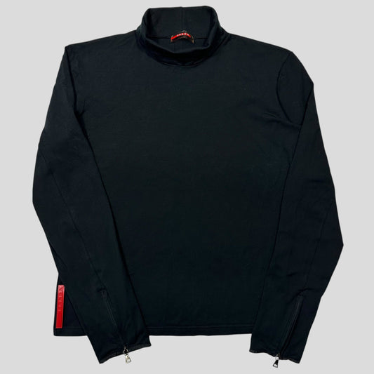 Prada Sport 00’s Red Tab Turtleneck Technical Zip T-shirt - S/M