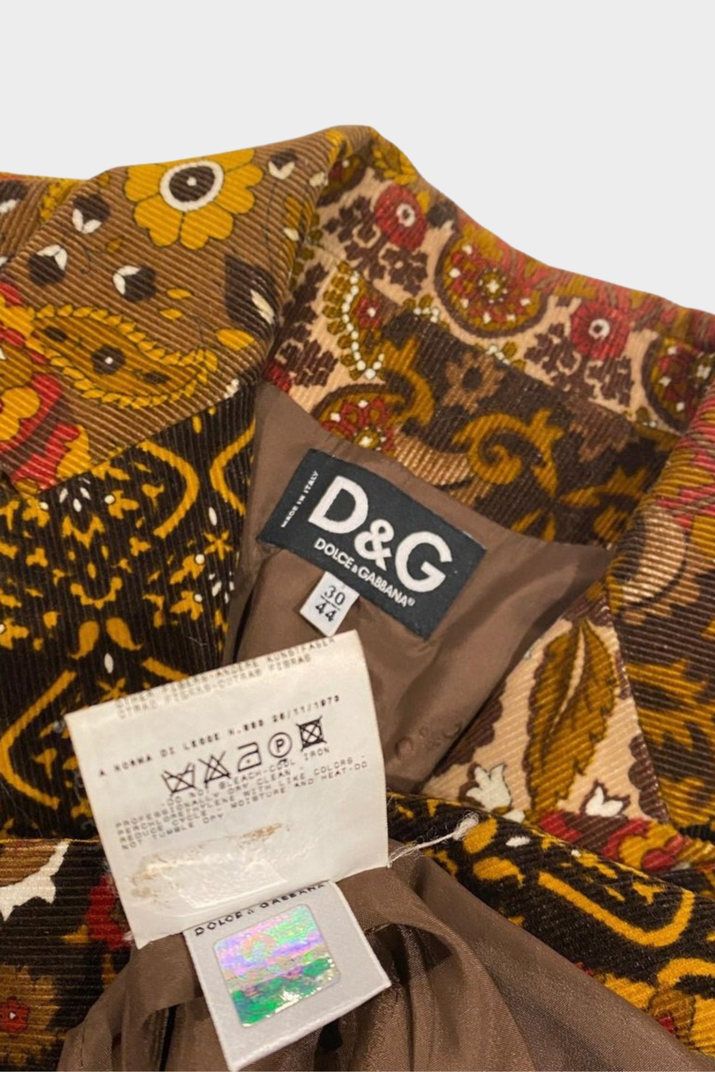 Dolce & Gabbana Paisley Floral Patchwork Corduroy Blazer