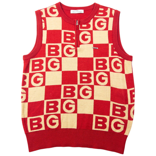 Vintage 90s Balenciaga Monogram Q Zip Sweater Vest Womens Size M | Medium, Beige