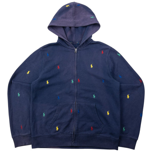 Vintage Polo Ralph Lauren Embroidered Monogram Zip Up Hoodie Size XS