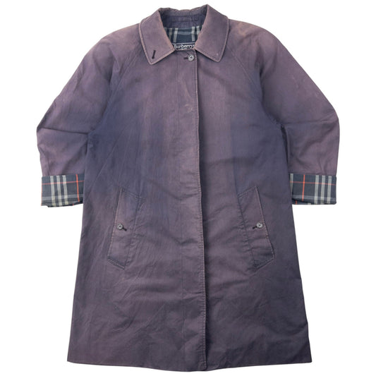 Vintage 80s Burberry Nova Check Lined Trench Jacket Size M | Medium, Purple