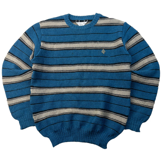 Vintage 90s Dior Sports Striped Wool Knit Jumper Womens Size M | Medium, Beige