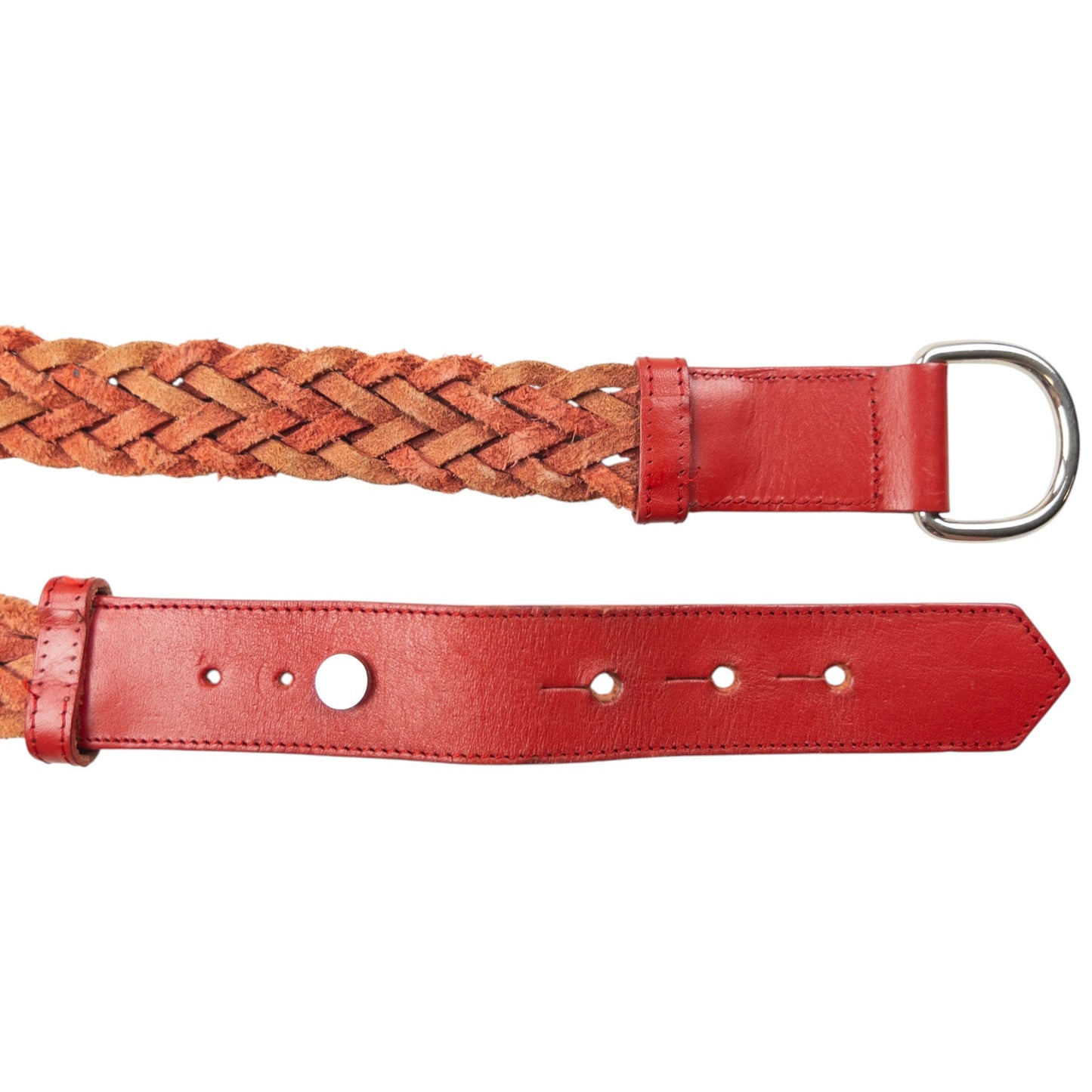 Vintage 90s Burberry Braided Leather Belt Size W28 | O/S, Red