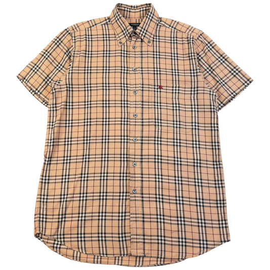 Vintage 2000s Burberry Nova Check Short Sleeve Button Up Shirt Size S | Small, Beige