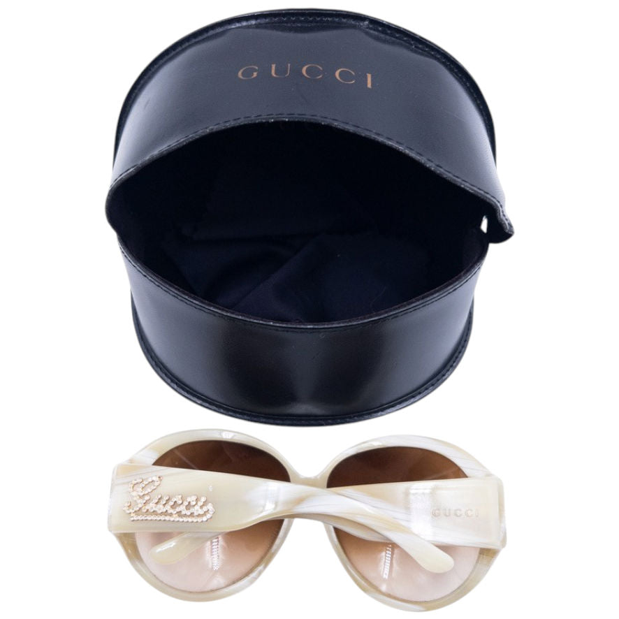 Vintage 2000s Gucci Oversized Diamanté Sunglasses | O/S, Beige