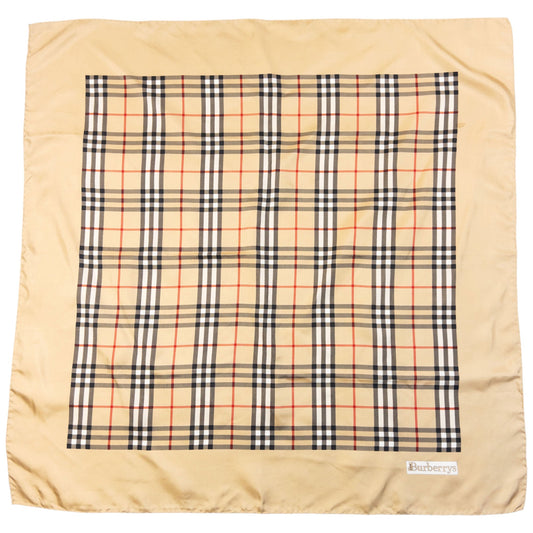 Vintage 90s Burberry Nova Check Silk Scarf | O/S, Beige