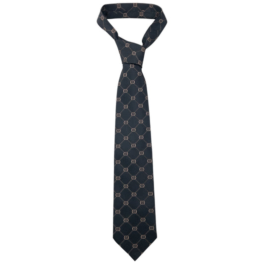Vintage 2000s Gucci Monogram Silk Tie | O/S, Black