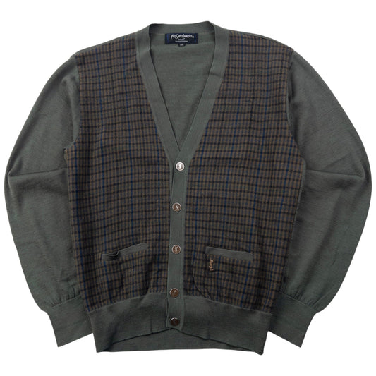 Vintage 90s YSL Yves Saint Laurent Checkered Button Up Cardigan Size XS