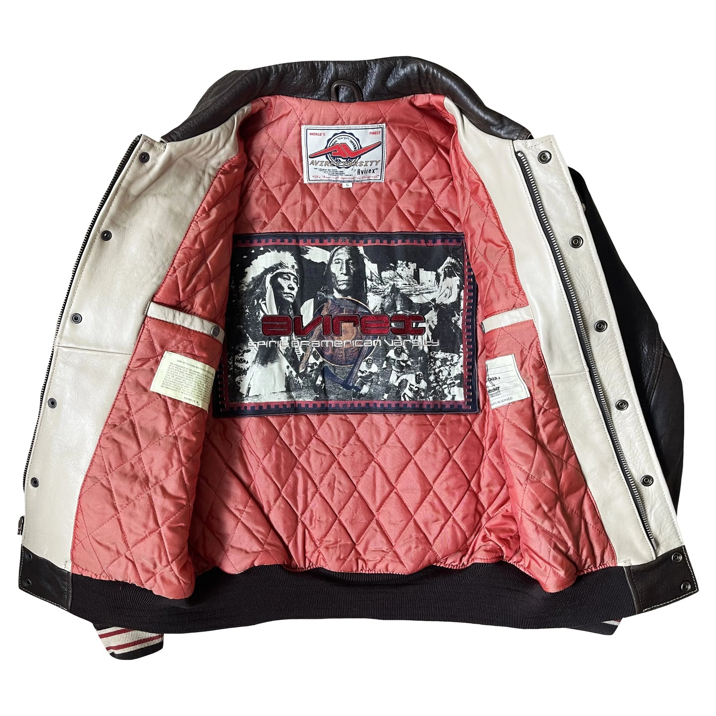 Avirex 'Spider Rock' Leather Varsity Jacket - S