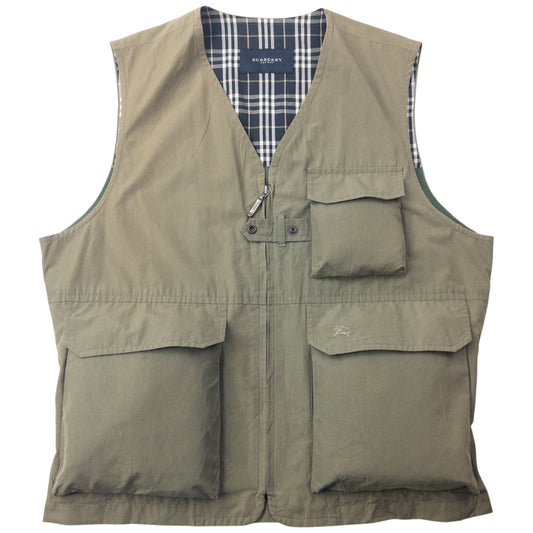 Vintage 2000s Burberry Lightweight Cargo Vest Gilet Size S