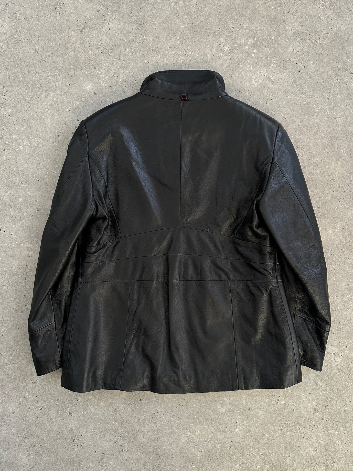 Italian Vintage 1990s High Neck Leather Jacket - M