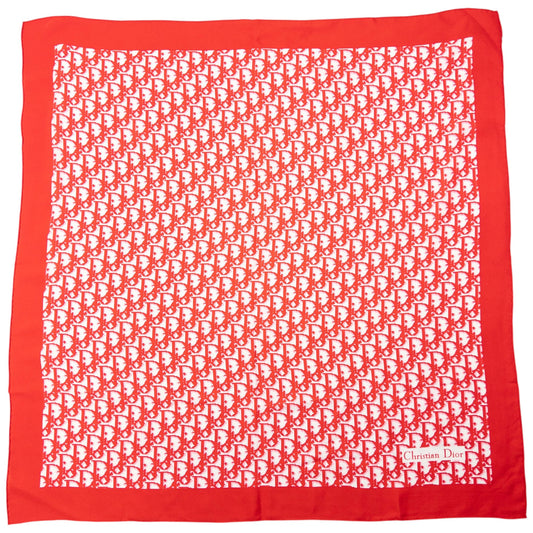 Vintage 90s Dior Monogram Pixel Silk Scarf | O/S, Red
