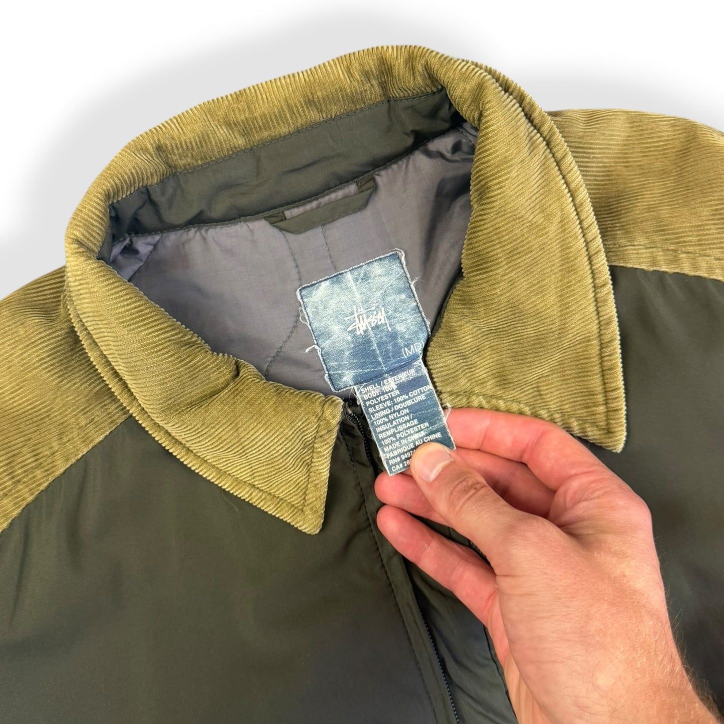 2000's Stussy Corduroy/Nylon Panelled Jacket (M) | Medium, Green