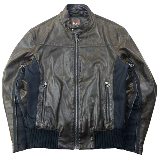 Vintage 90s Hugo Boss Zip Sleeve Leather Jacket Size XS | XS, Multicoloured