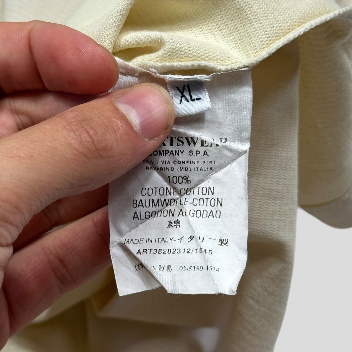 Stone Island 2003 Textured Cotton Embroidered Spellout T-shirt - L/XL | XL, Beige