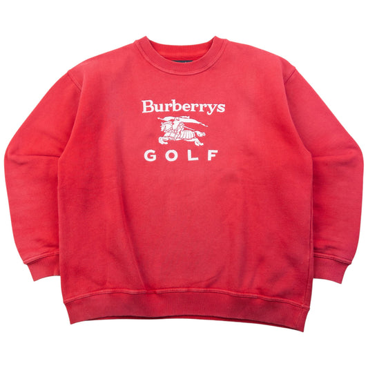 Vintage 90s Burberry Golf Embroidered Sweatshirt Womens Size M | Medium, Red